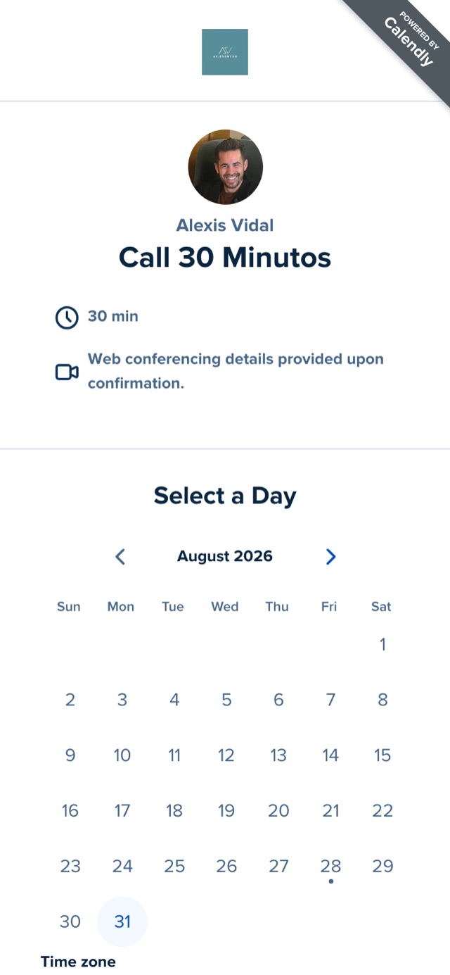 Agendá tu llamada — Calendly de AV Eventos